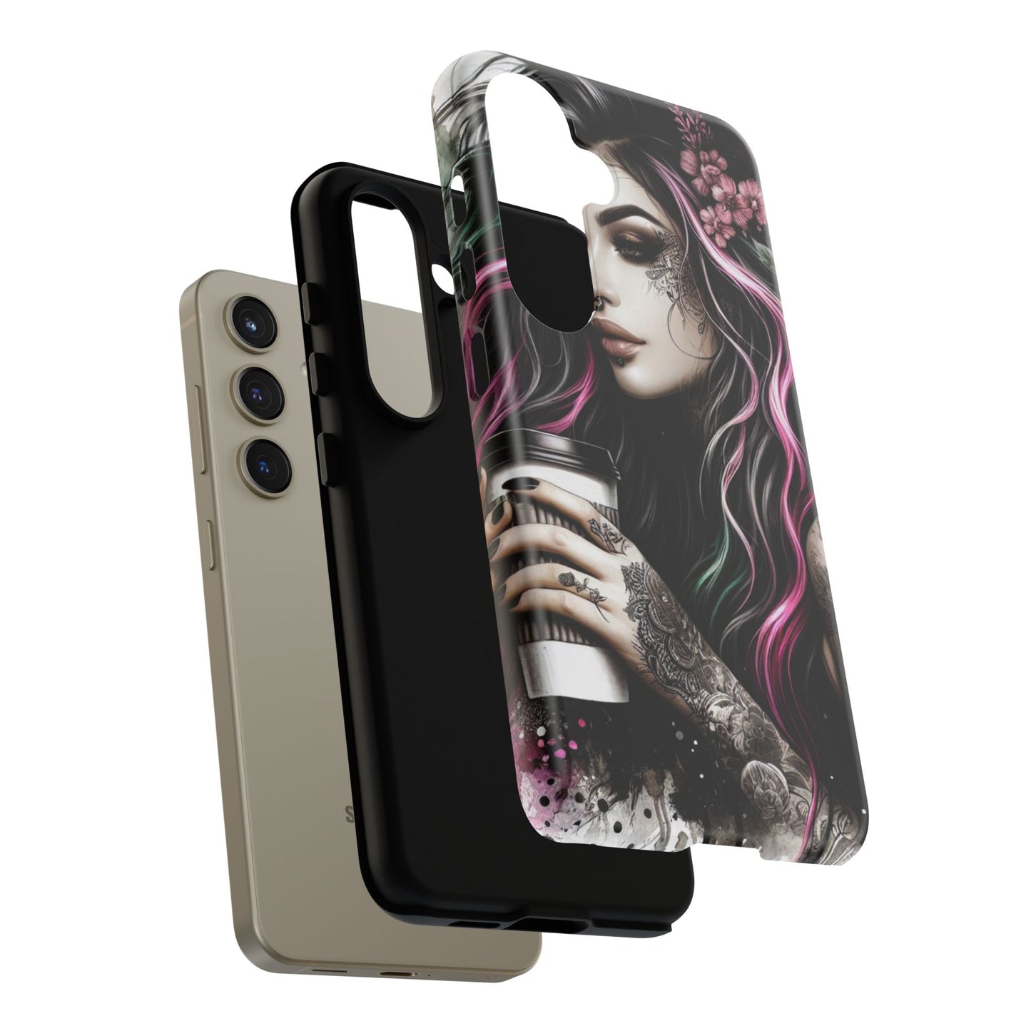 Tattooed Serenity – Gothic Coffee Lover Mobile Cover