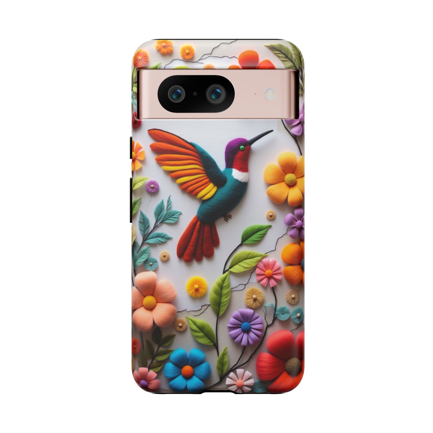 Embroidered Hummingbird with Floral Design | Nature's Elegant Stitch