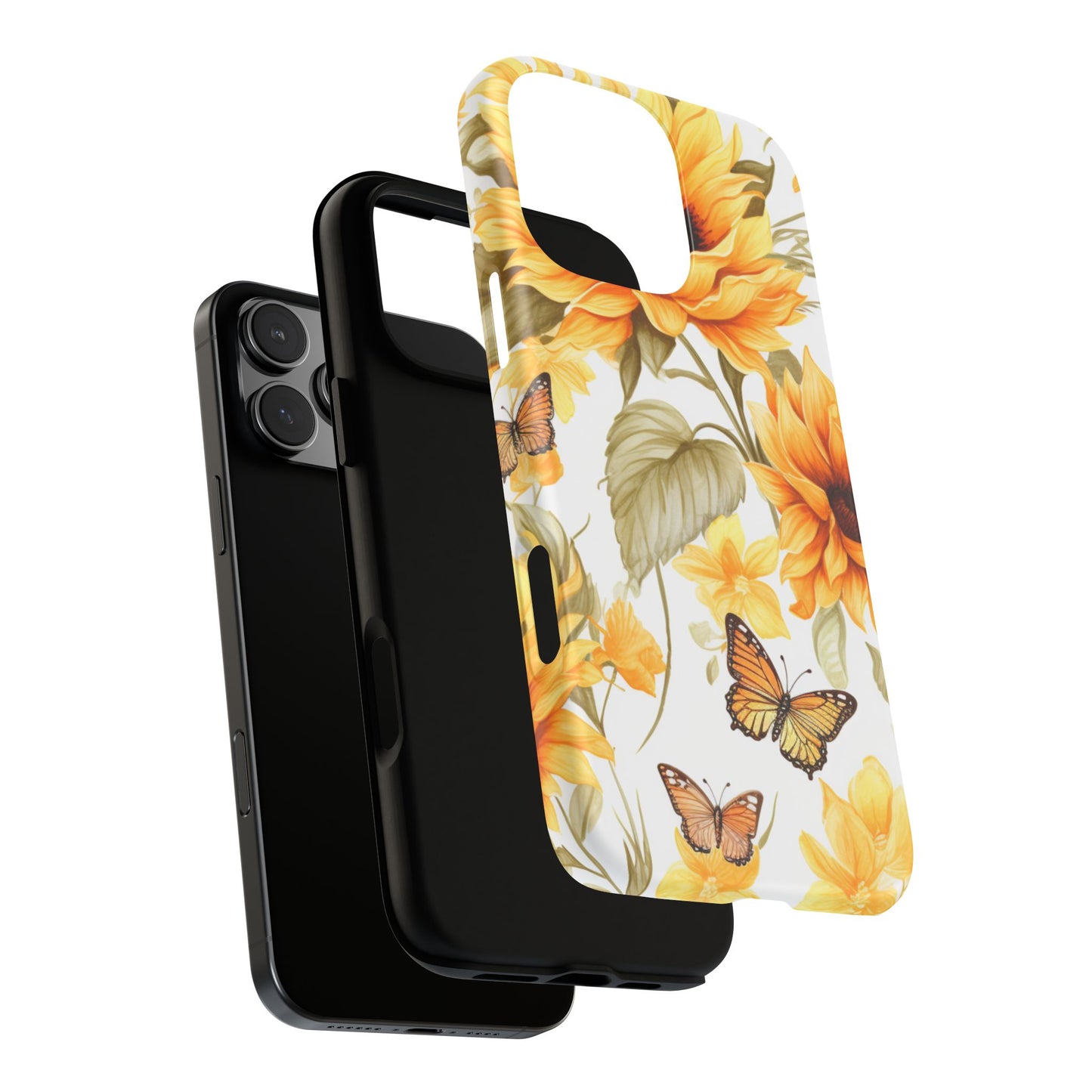 Golden Sunflower & Butterfly Phone Case – Warm & Elegant