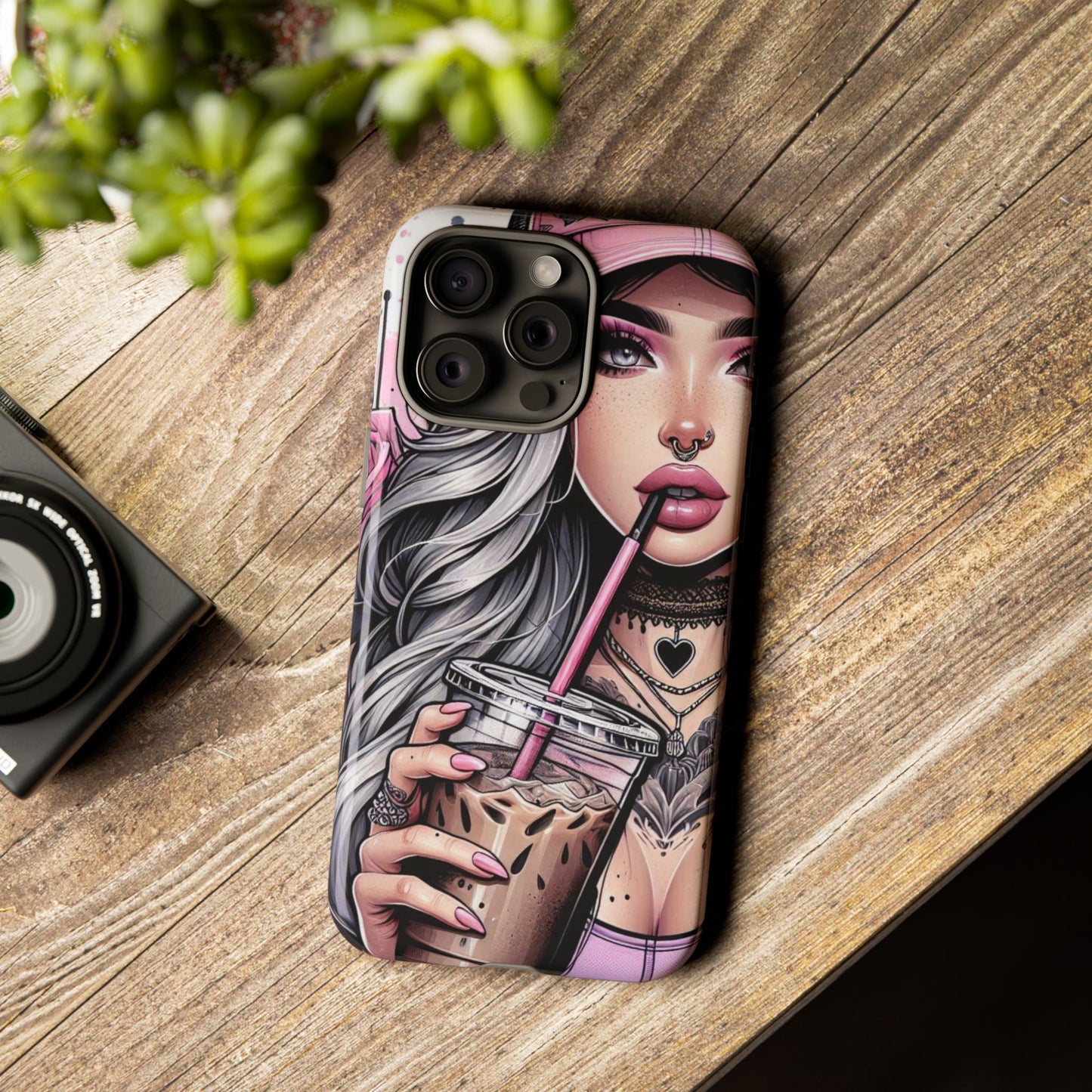 Pink Aesthetic Rebel – Iced Coffee & Inked Beauty Mobile Cover