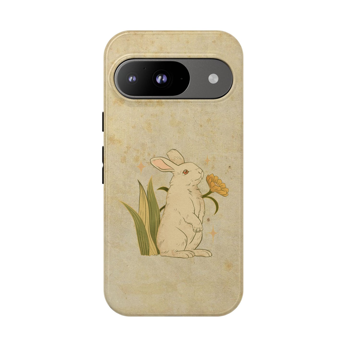 Minimal Vintage Rabbit Phone Case β Aesthetic Beige Bunny Cover for iPhone, Samsung & Pixel