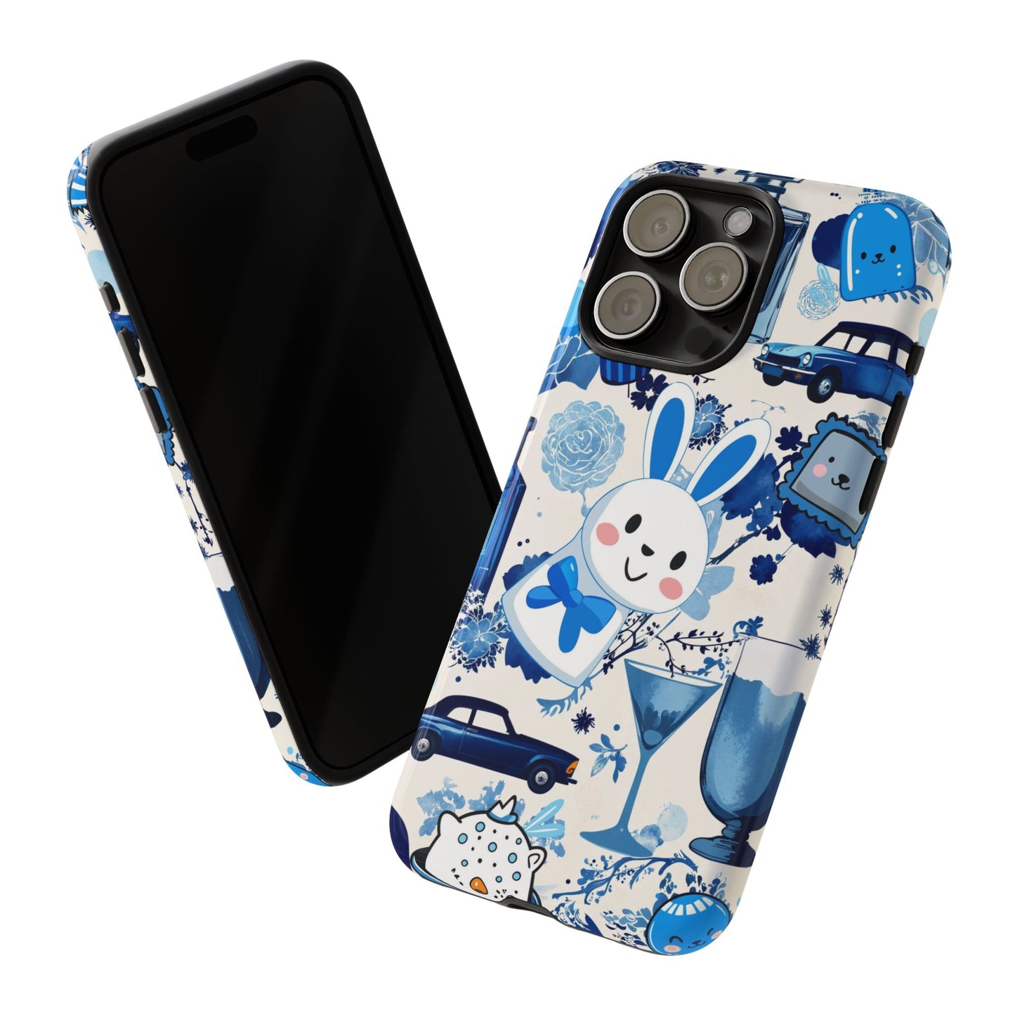 Blue Bunny & Car Themed Phone Case