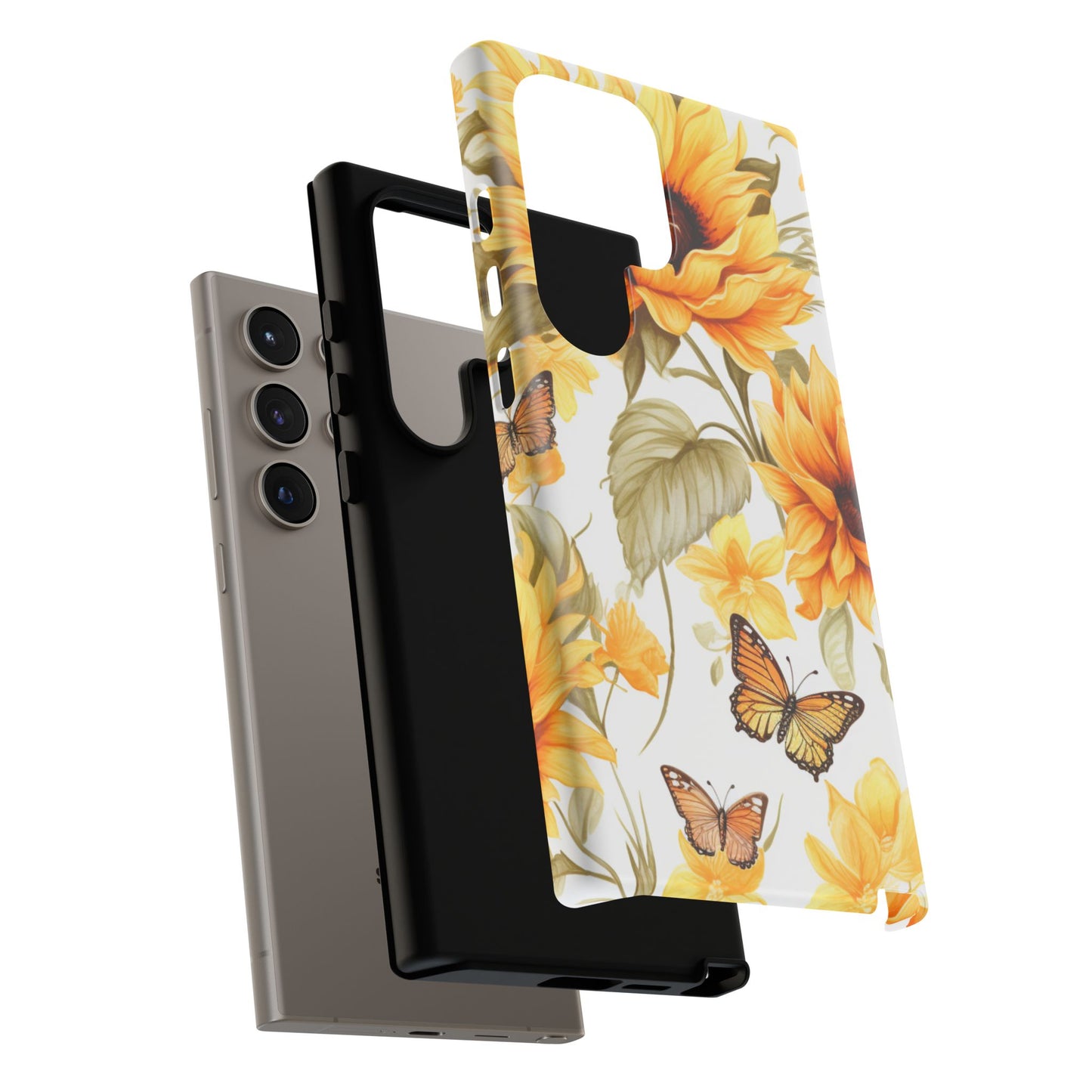 Golden Sunflower & Butterfly Phone Case – Warm & Elegant