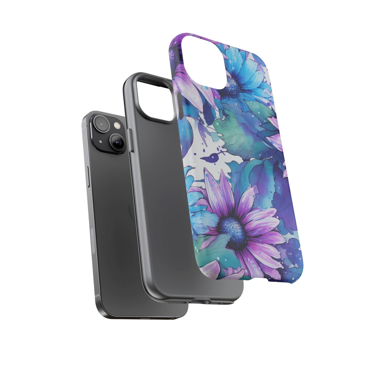 Dreamy Blue & Purple Floral Watercolor Mobile Case