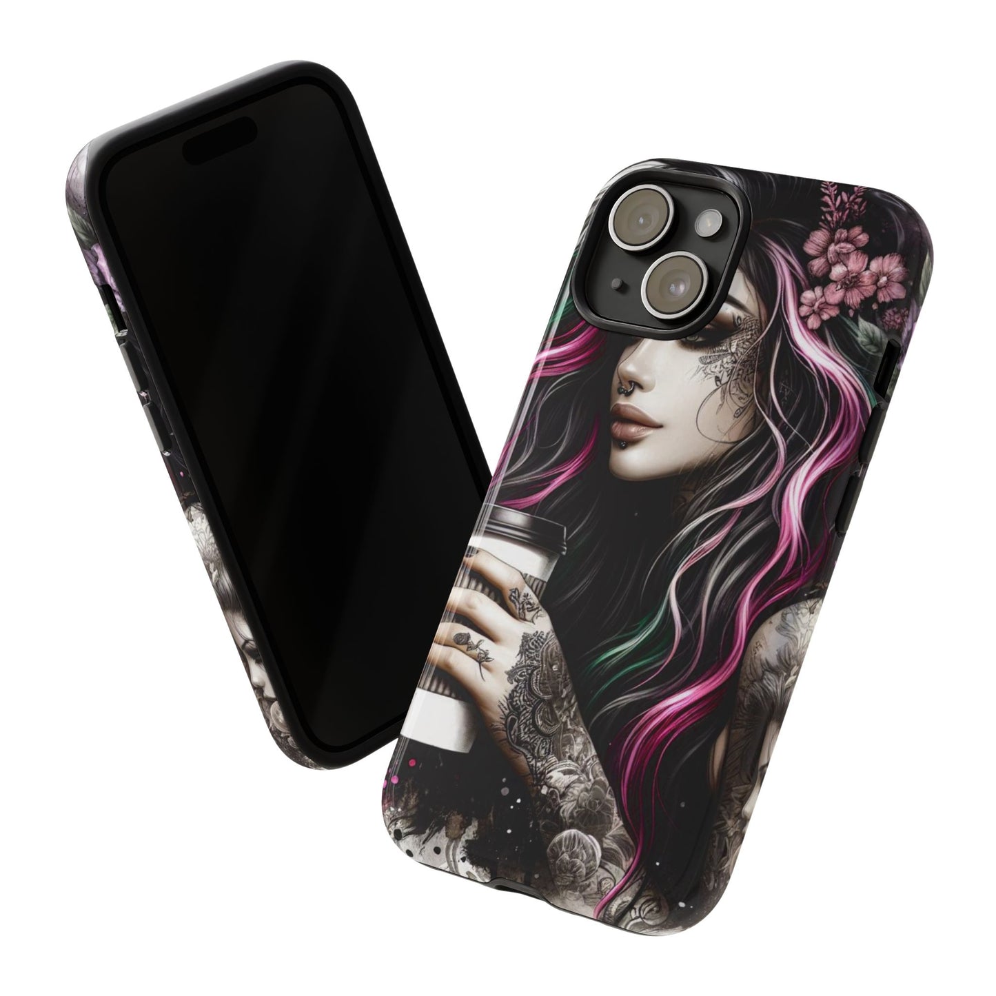 Tattooed Serenity – Gothic Coffee Lover Mobile Cover