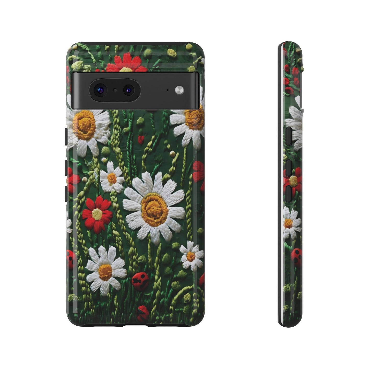 Knitted Pattern With Diamonds And Festive Motifs On Navy phone case design.