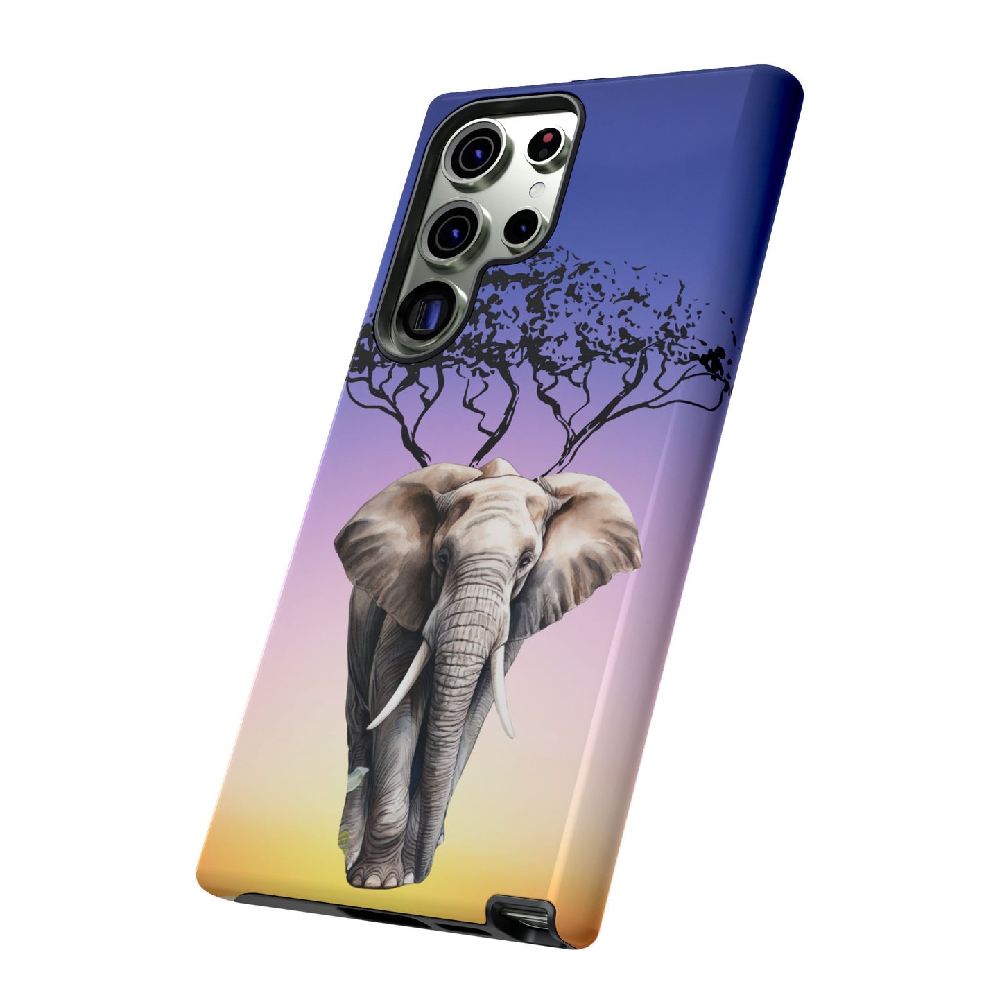 Surreal Elephant Tree Mobile Cover – Dreamy Sunset Fantasy