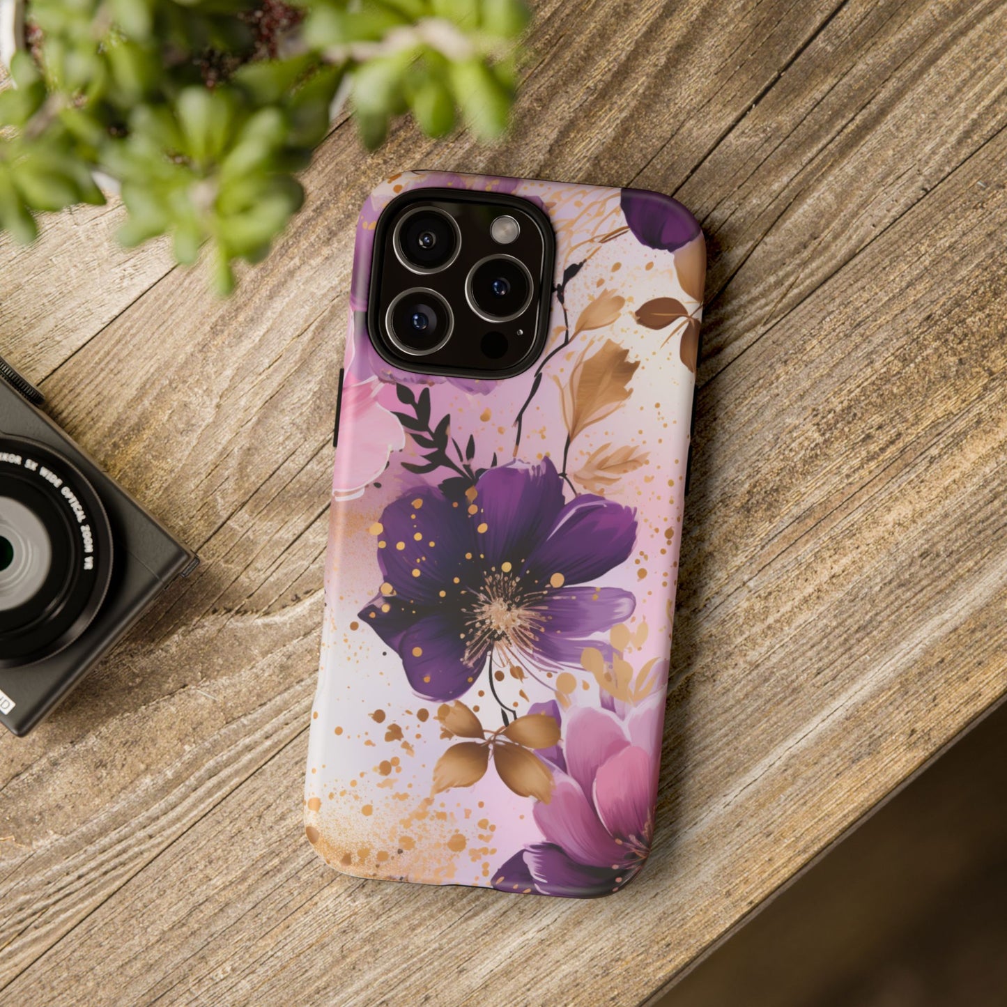Luxury Purple & Gold Floral Aesthetic Mobile Case