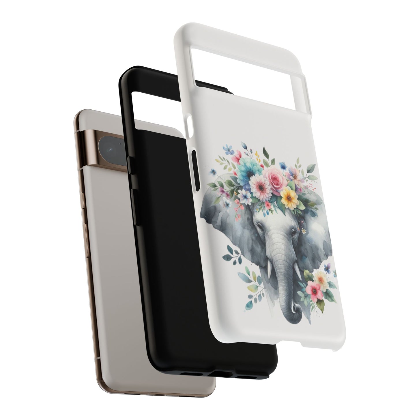 Floral Crown Elephant Mobile Cover – Elegant Watercolor Art