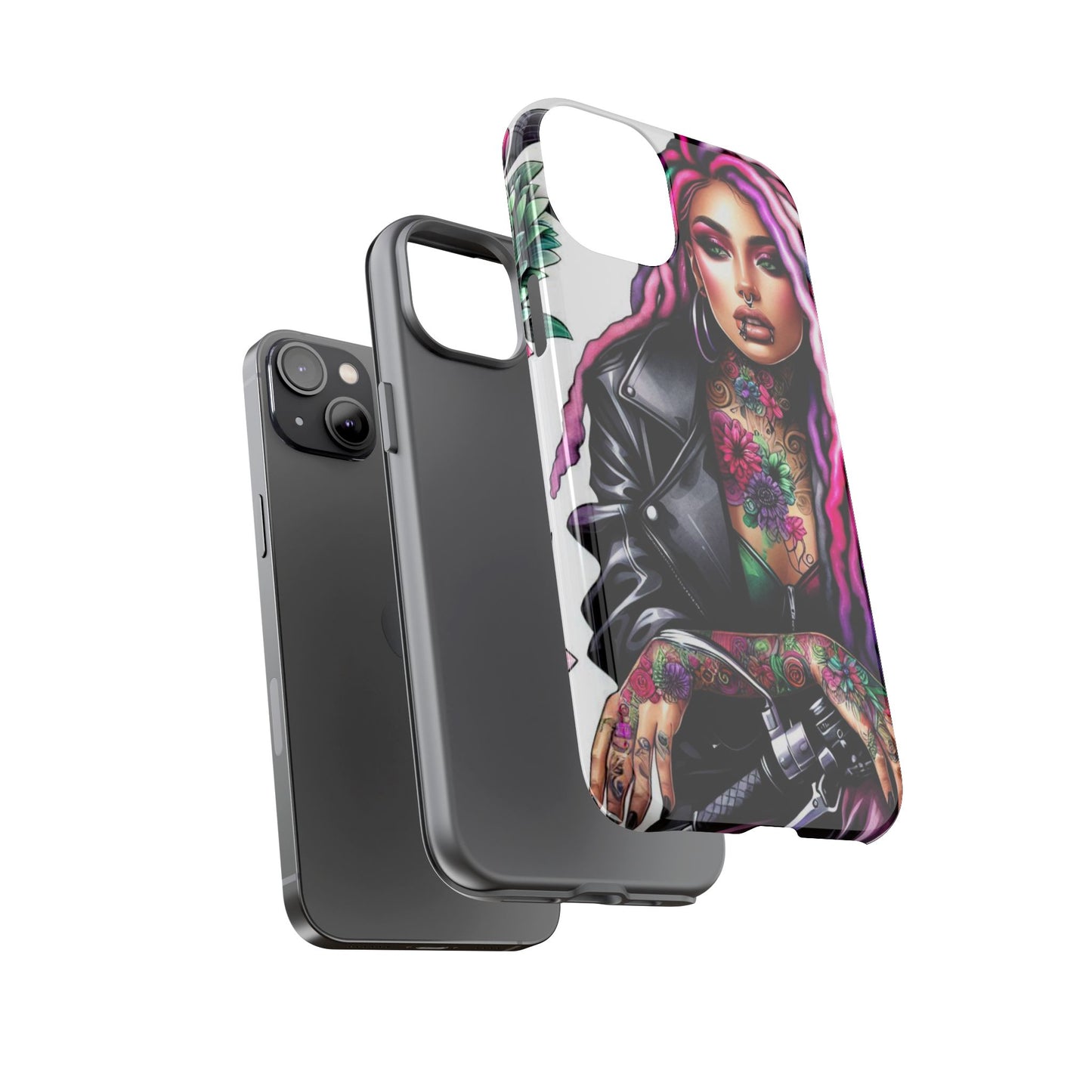 Neon Rebel – Vibrant Biker Queen Mobile Cover