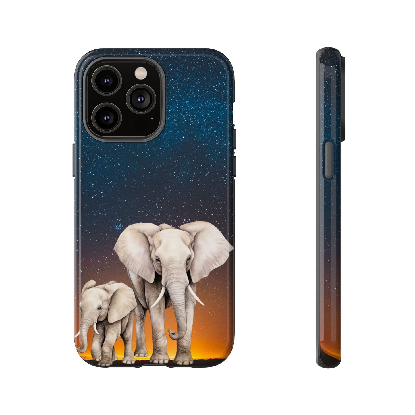 Starry Safari Elephant Family Mobile Cover – Cosmic Wildlife Aesthetic