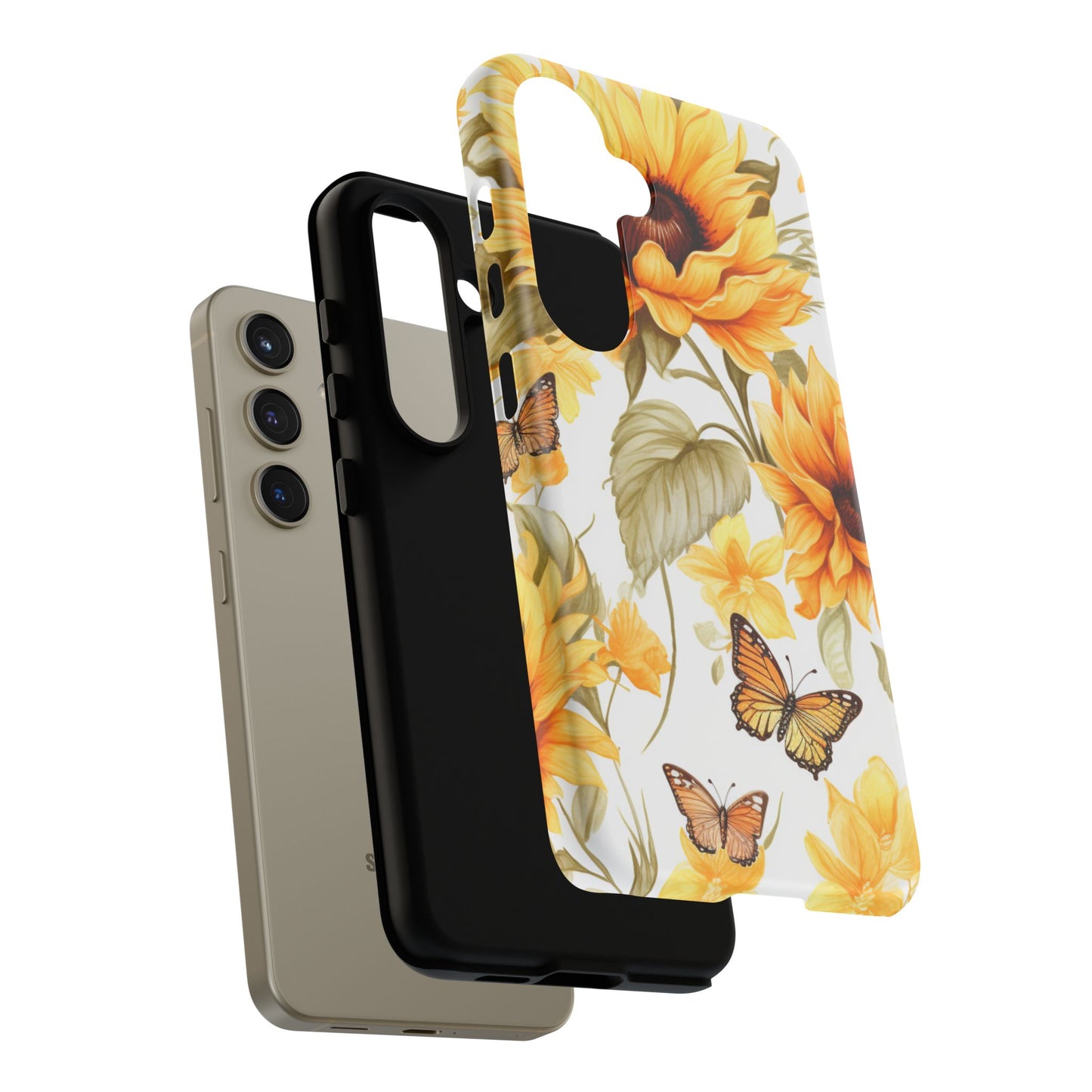 Golden Sunflower & Butterfly Phone Case – Warm & Elegant
