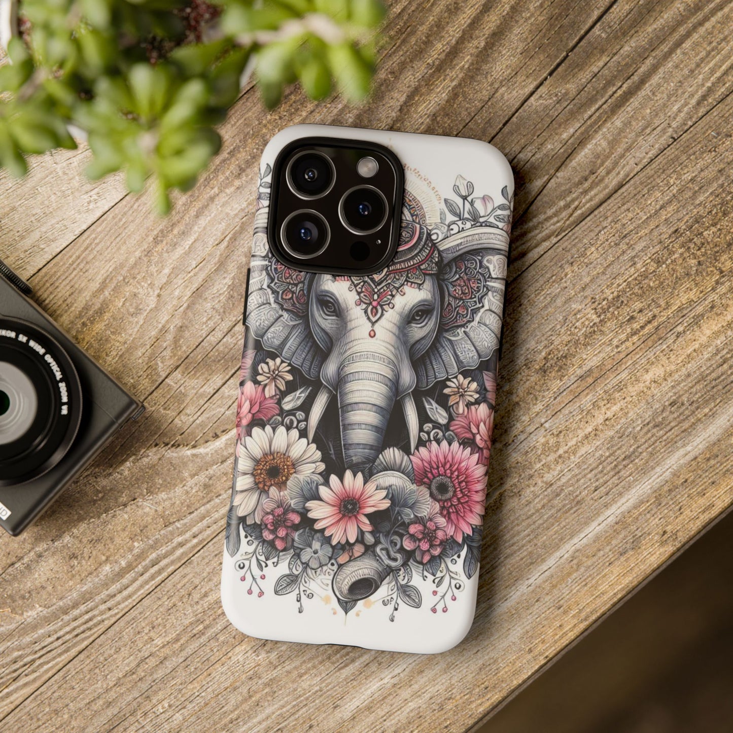 Royal Elephant Mandala Phone Case – Intricate Bohemian Floral Design