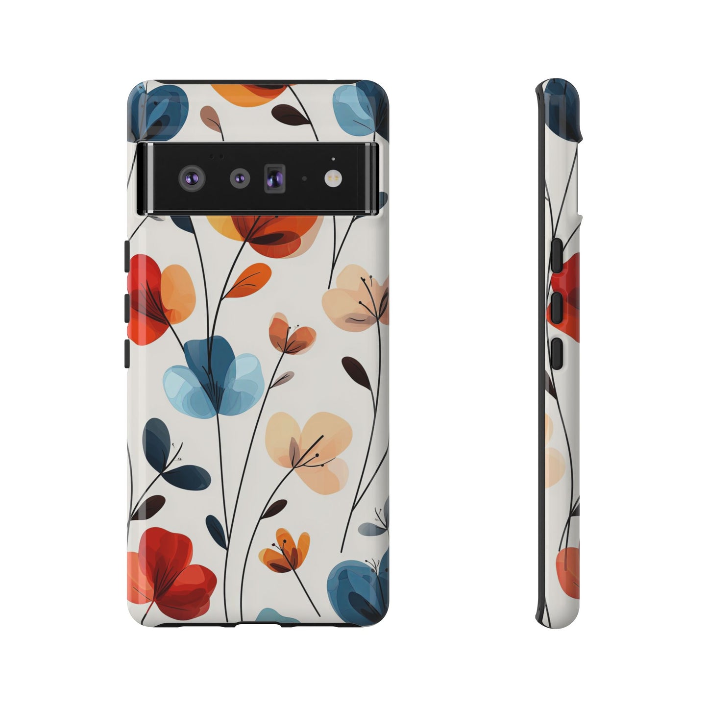 Colorful Floral Phone Case for iPhone, Samsung & Pixel | Bold Modern Botanical Print | Protective Matte Finish