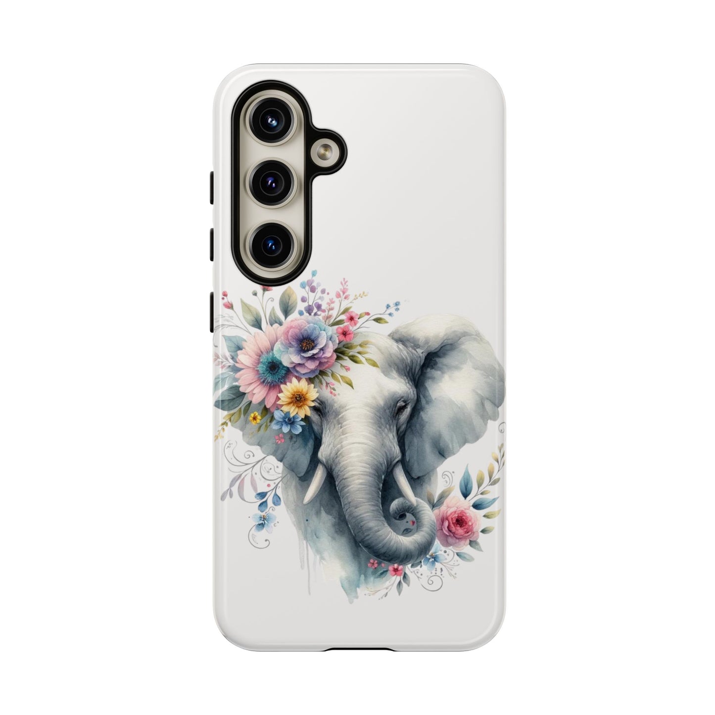 Floral Elephant Mobile Cover – Elegant Watercolor Art