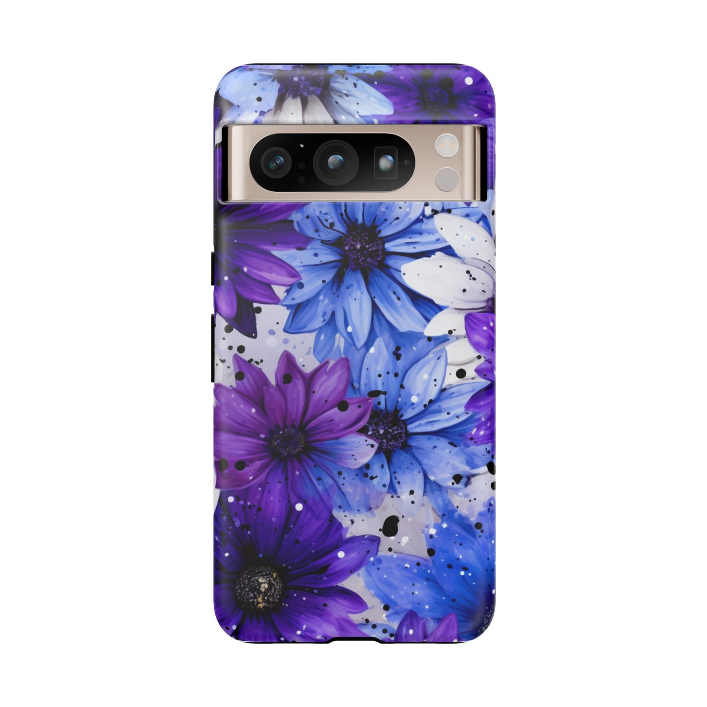 Blue & Purple Floral Splash Mobile Cover – Elegant Artistic Flowers