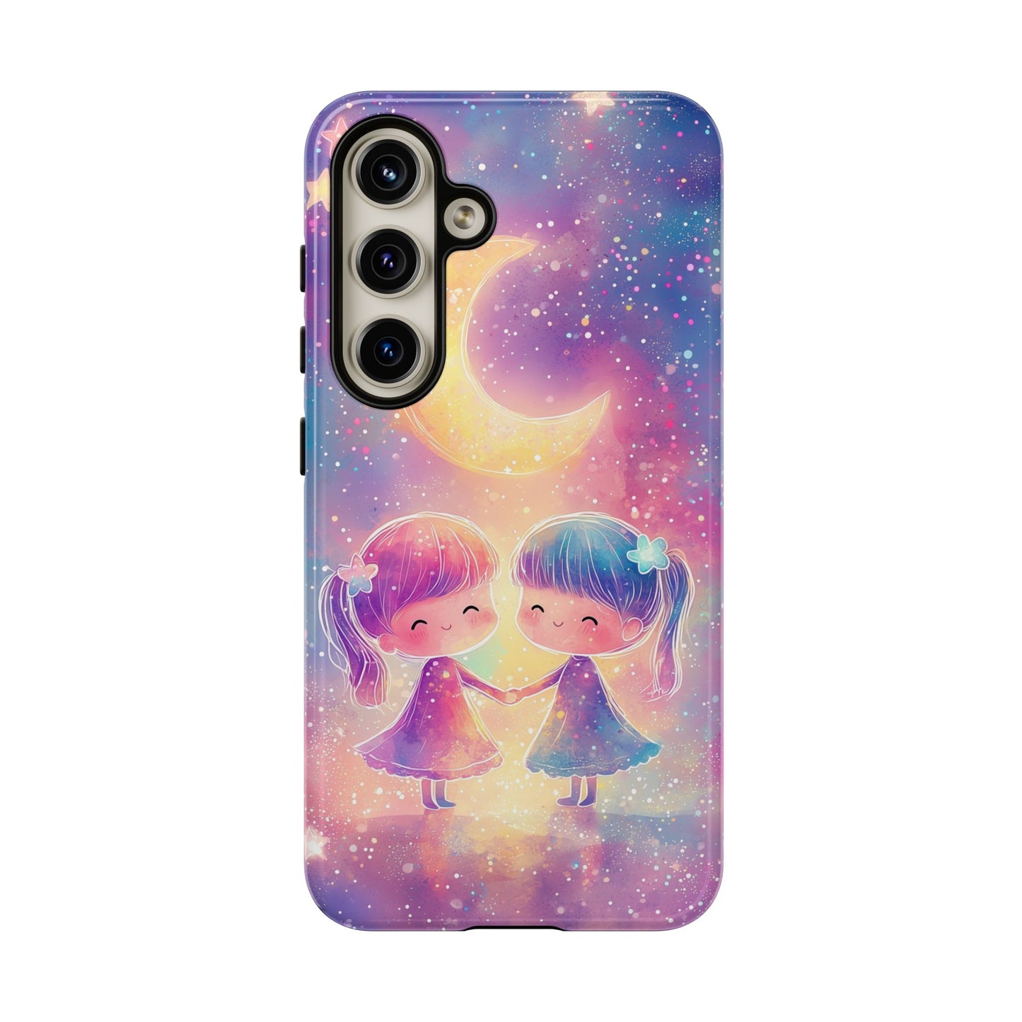 Moonlit Friendship Galaxy Phone Case for iPhone, Samsung, Google Pixel