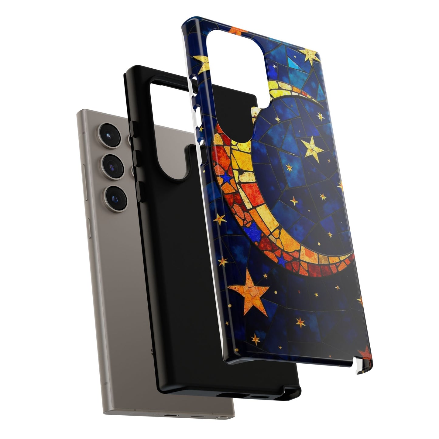 Celestial Crescent: Vibrant Moon and Stars Phone Case