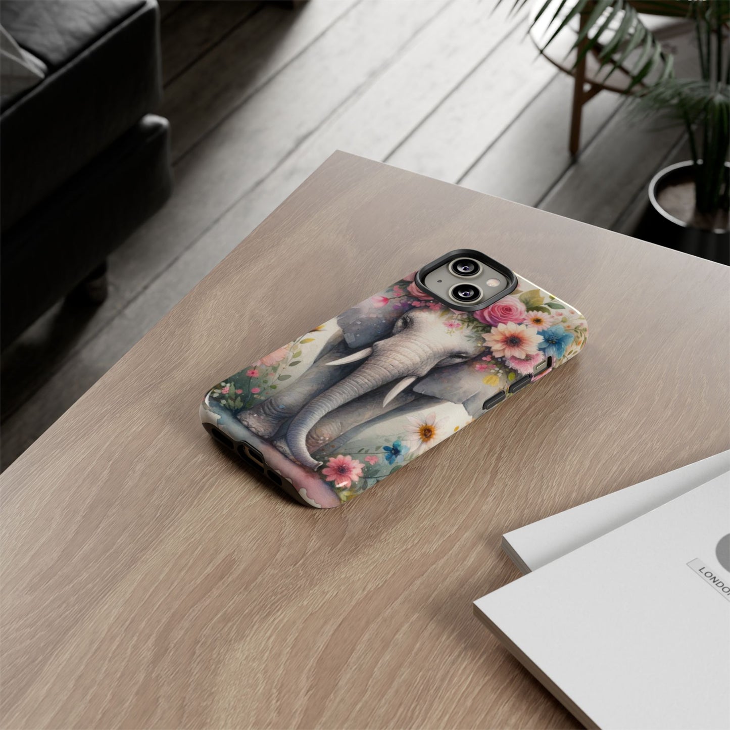 Watercolor Floral Elephant Mobile Cover – Dreamy Artistic Design