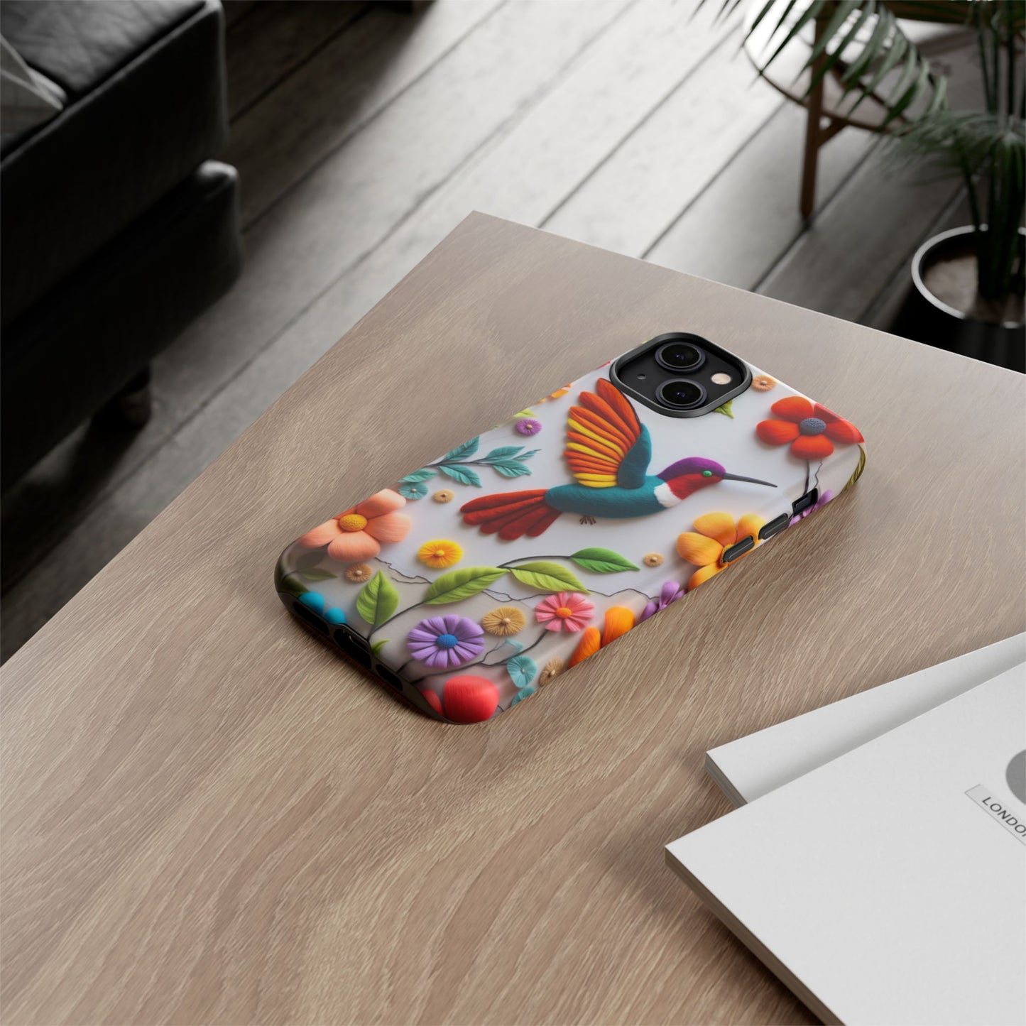 Embroidered Hummingbird with Floral Design | Nature's Elegant Stitch | iPhone 16 Pro