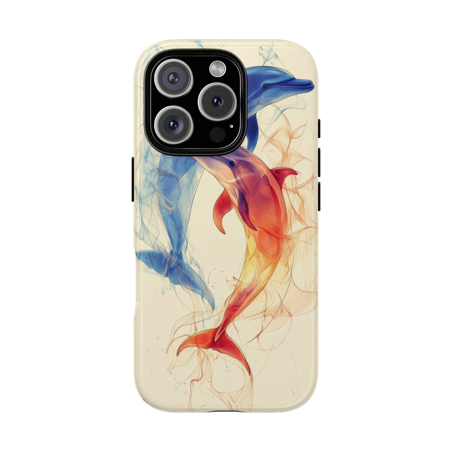 Elemental Dolphins: Fire & Water Fusion Phone Case for iPhone, Samsung & Pixel