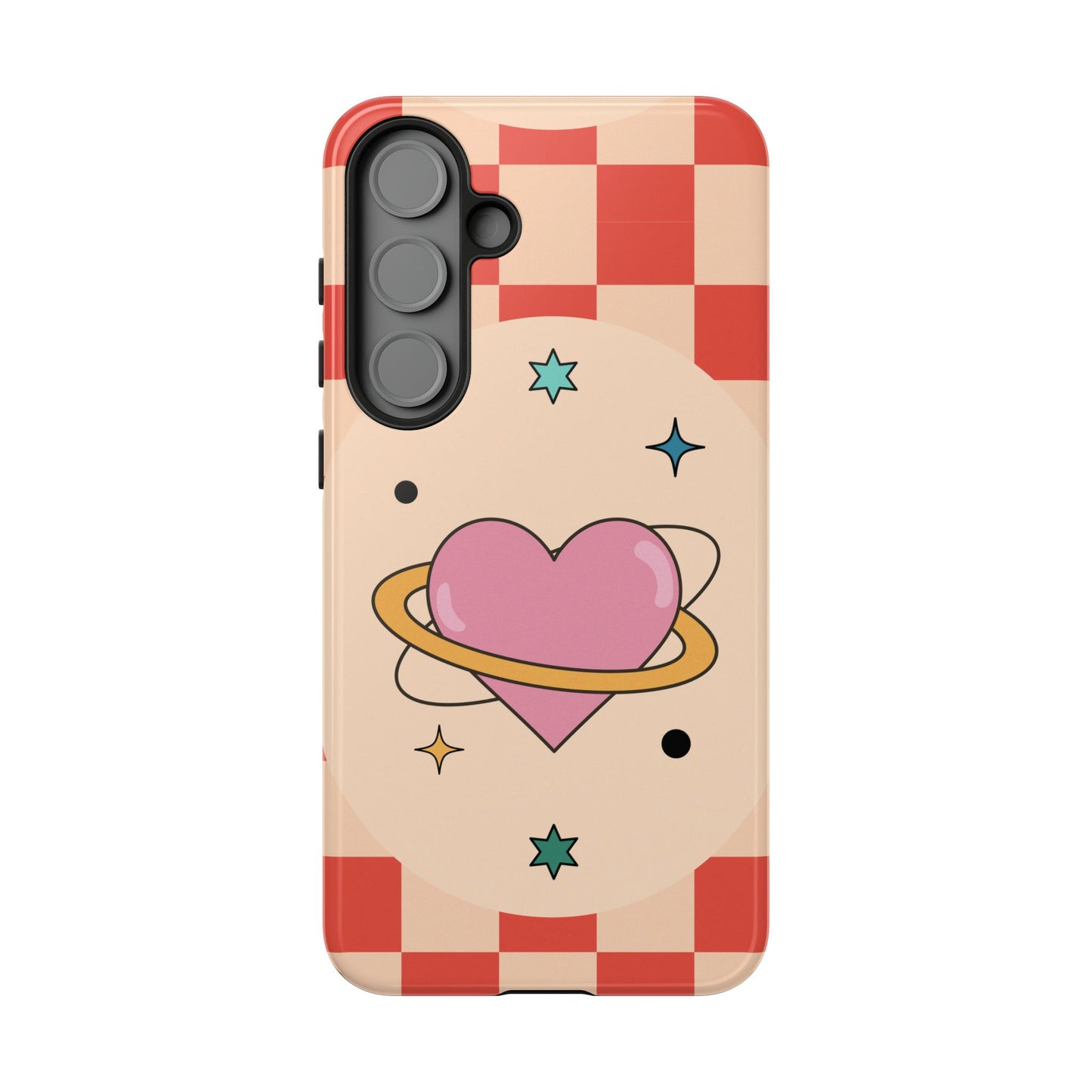 Retro Heart Tile Phone Case – Vintage Aesthetic Cover for iPhone, Samsung & Google Pixel