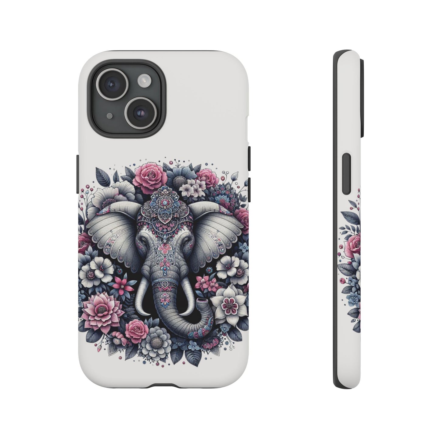 Ornate Floral Elephant Mobile Cover – Elegant Bohemian Art