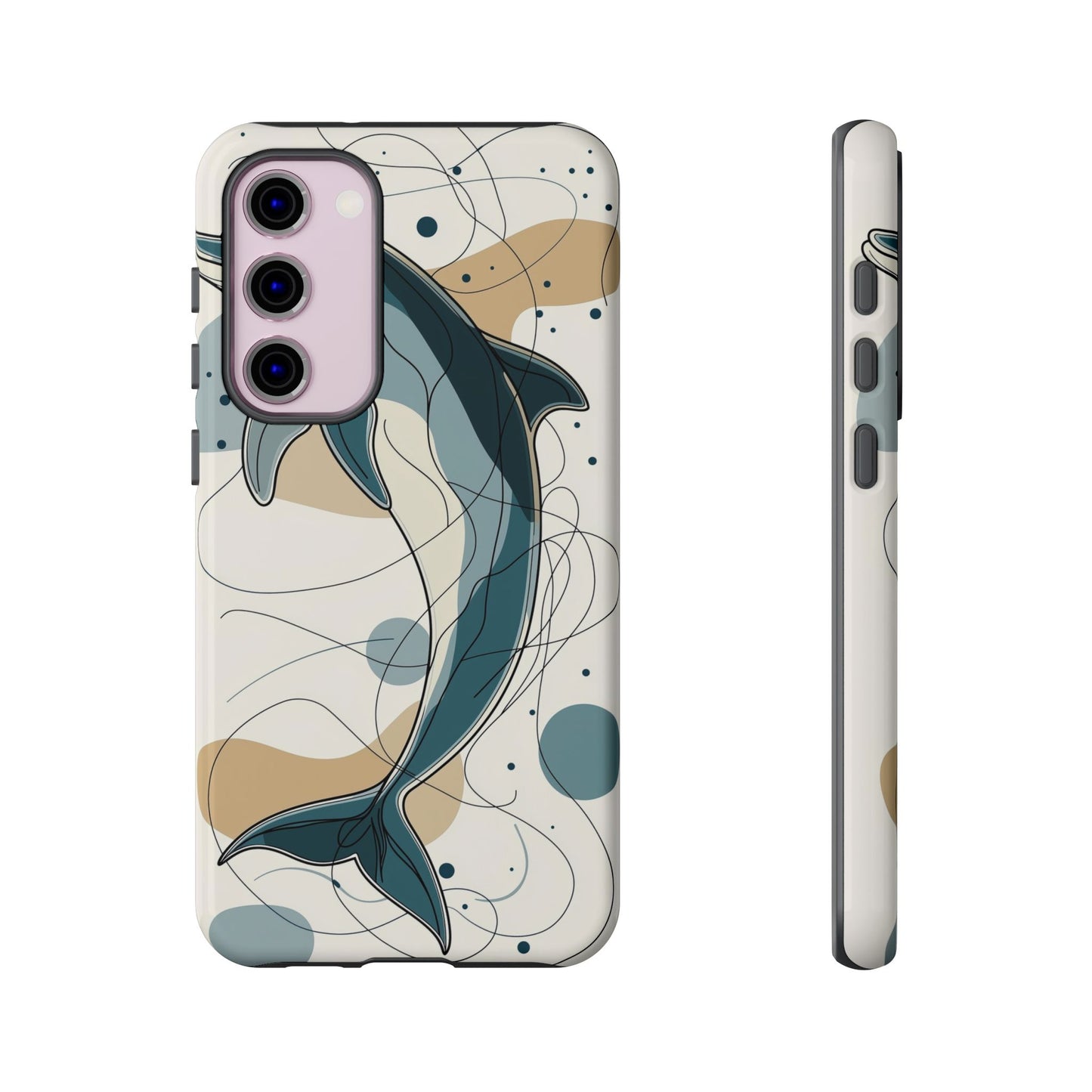 Ocean Whimsy: Abstract Dolphin Splash Phone Case for iPhone, Samsung & Pixel