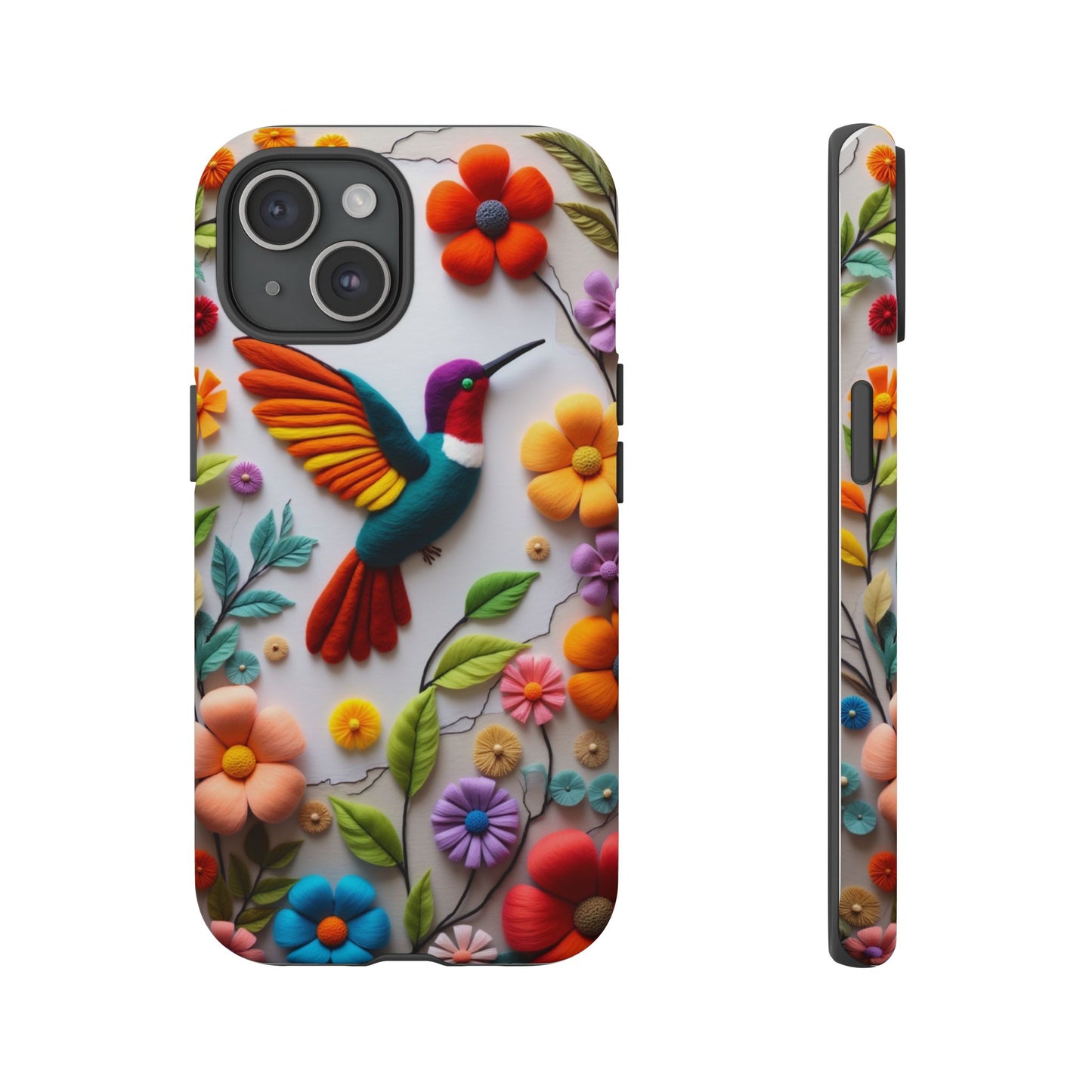 Embroidered Hummingbird with Floral Design | Nature's Elegant Stitch