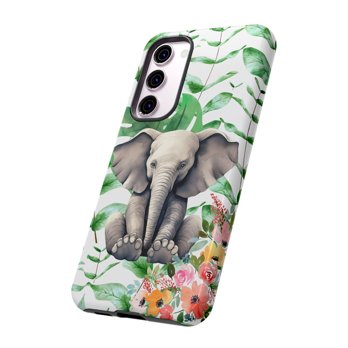 Cute Baby Elephant Mobile Cover – Floral & Tropical Aesthetic