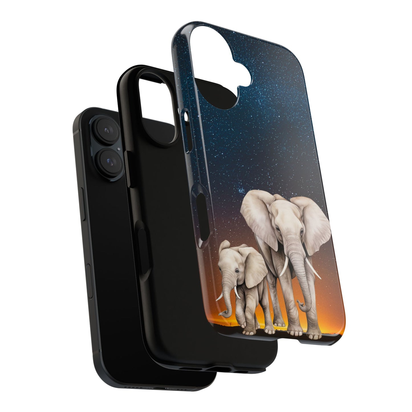 Starry Safari Elephant Family Mobile Cover – Cosmic Wildlife Aesthetic