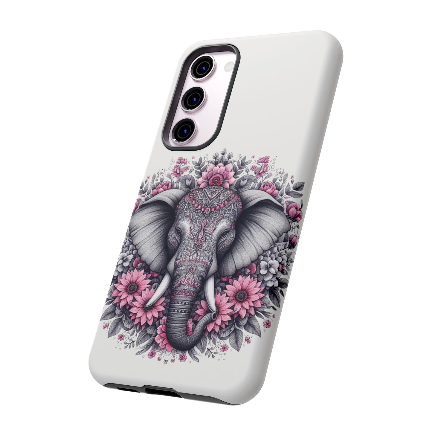 Intricate Floral Elephant Mobile Cover – Mandala-Inspired Boho Art