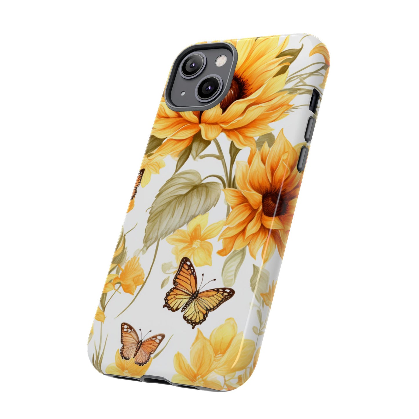 Golden Sunflower & Butterfly Phone Case – Warm & Elegant