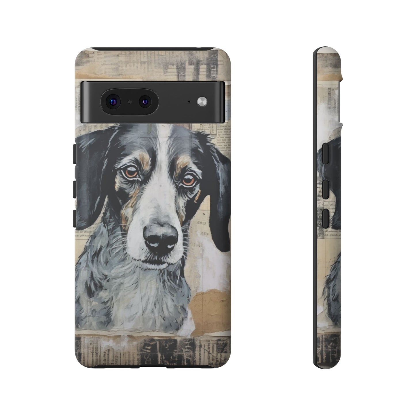 Personalized Rustic Dog Portrait – Vintage Collage Art Style