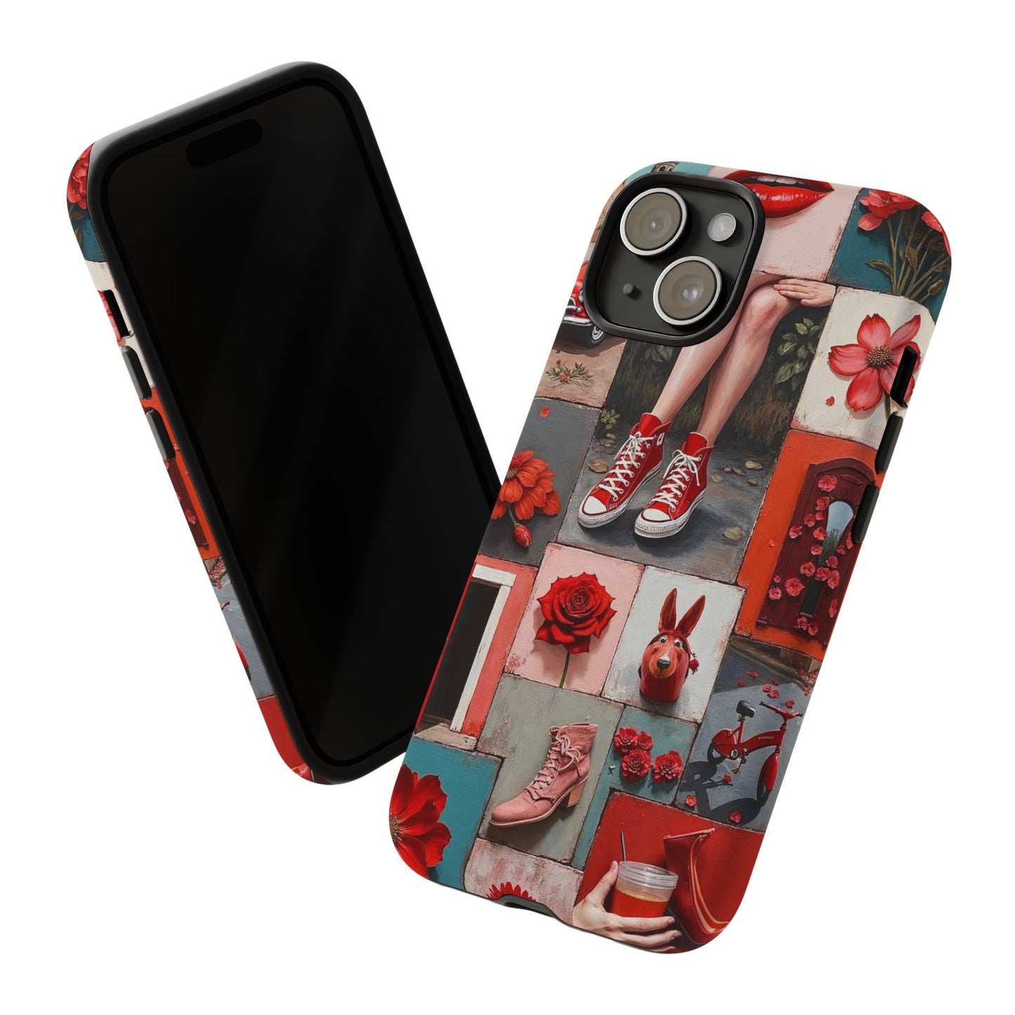 Red Sneakers & Roses Collage Phone Case