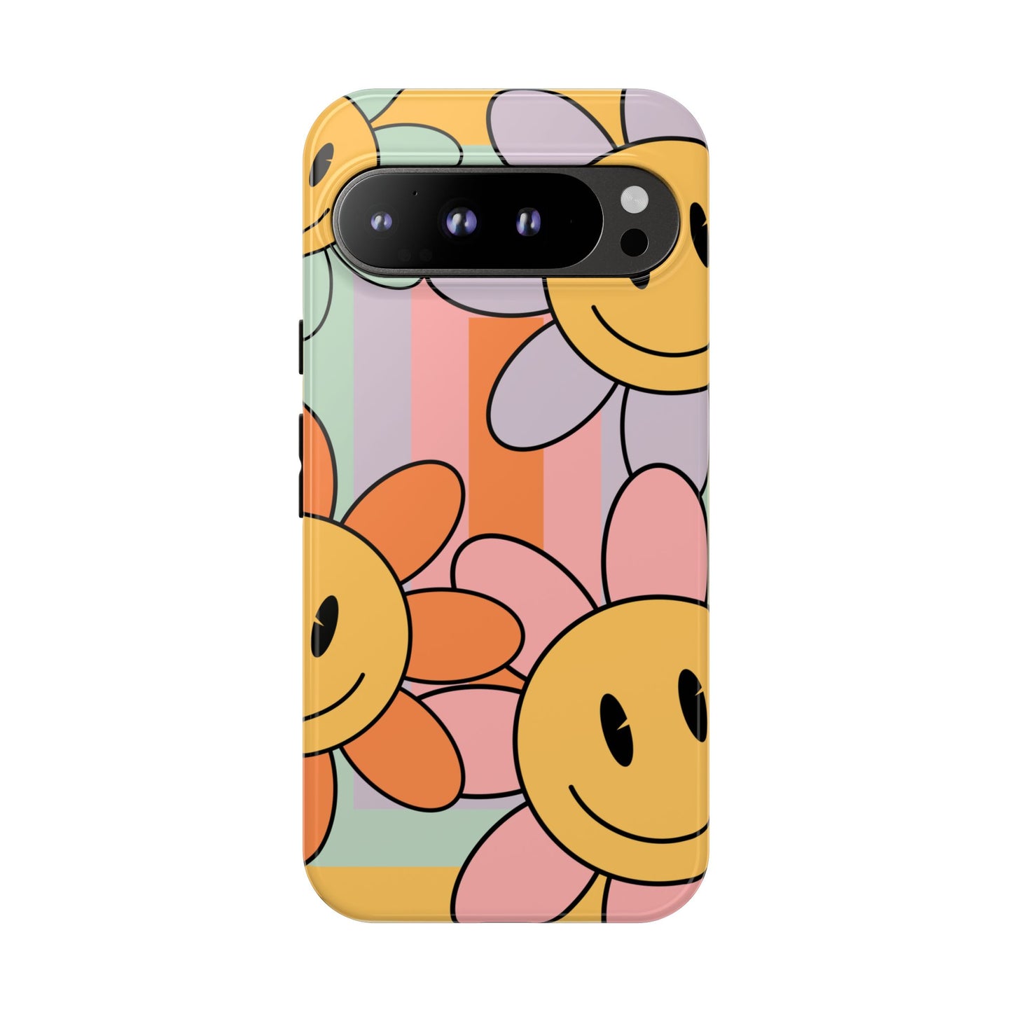 Retro Smiley Face Flower Phone Case β Cute 70s Aesthetic for iPhone, Samsung & Google Pixel
