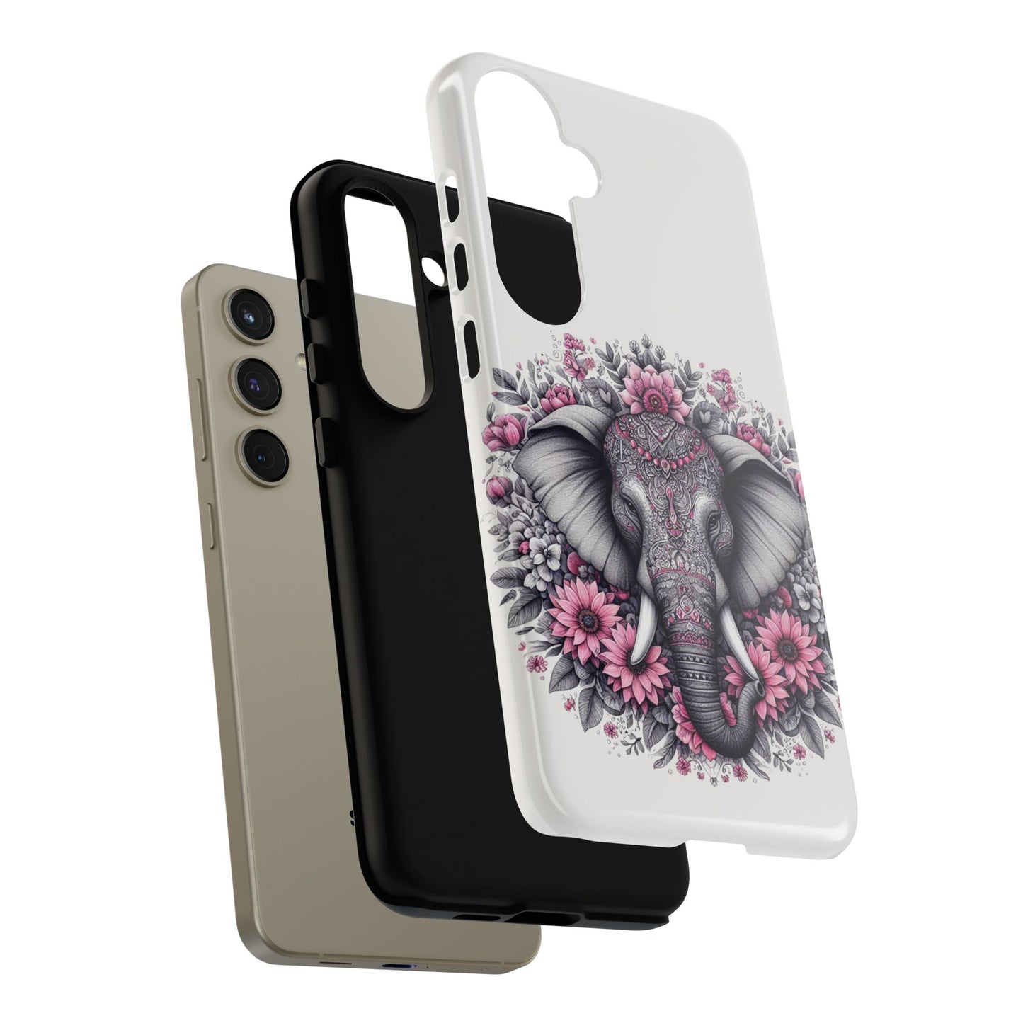 Intricate Floral Elephant Mobile Cover – Mandala-Inspired Boho Art