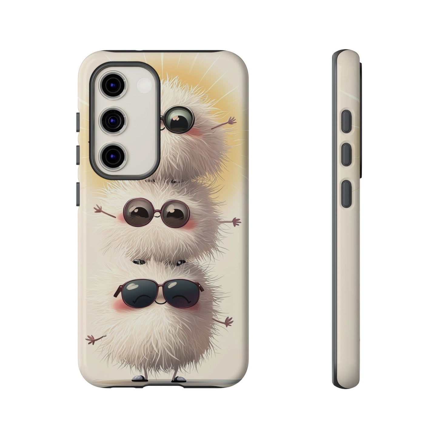 Stacked Fluff Squad Phone Case – Kawaii Anime Creatures with Sunglasses, iPhone, Samsung & Google Pixel Case