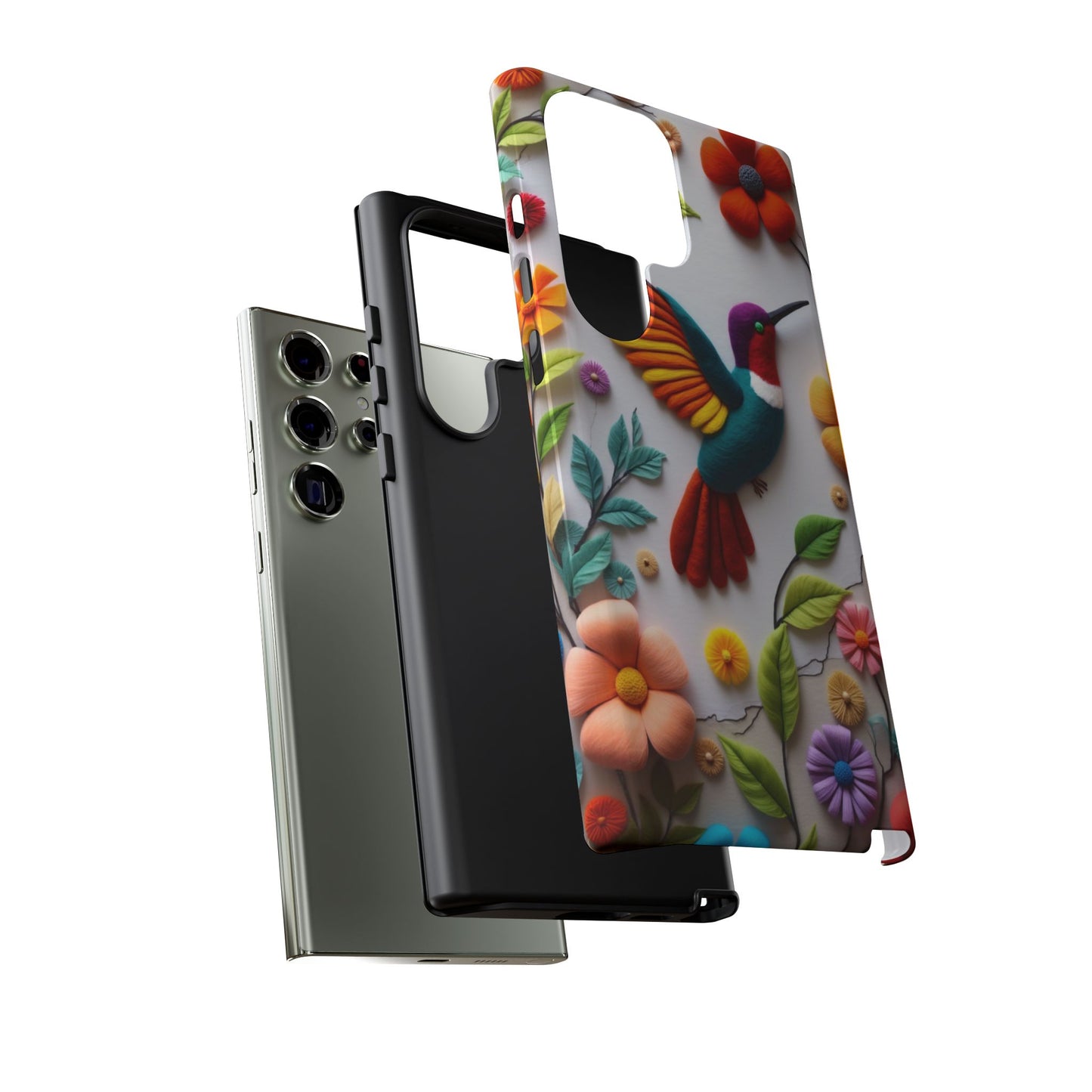 Embroidered Hummingbird with Floral Design | Nature's Elegant Stitch | iPhone 16 Pro