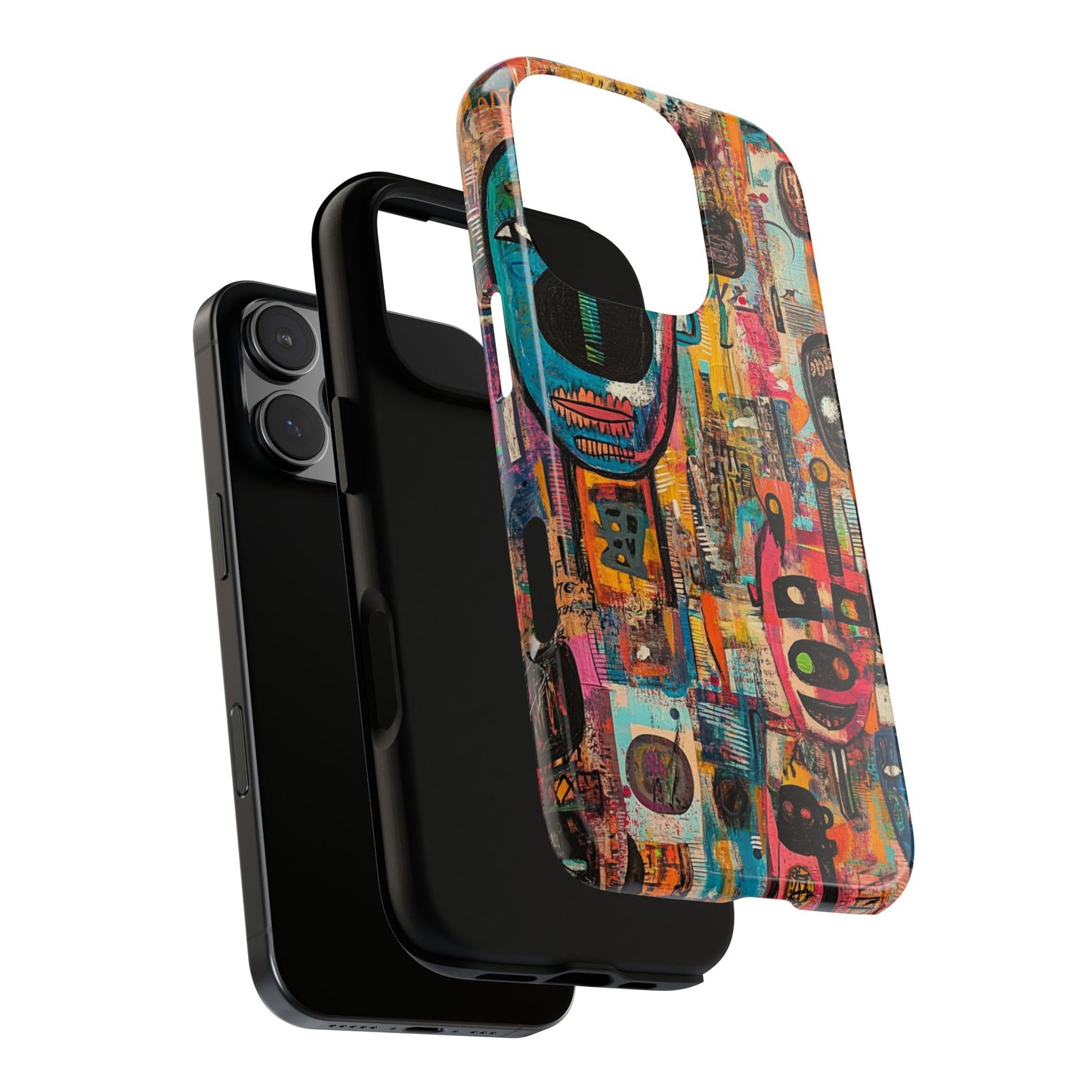 Abstract Basquiat Phone Case – Artistic Phone Protector – Bold, Graffiti-Inspired Street Art Cover - iPhone, Samsung & Google Pixel Cover - Artistic Painting Case, Art Lover Gift