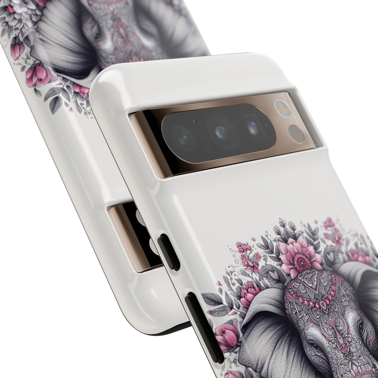 Intricate Floral Elephant Mobile Cover – Mandala-Inspired Boho Art