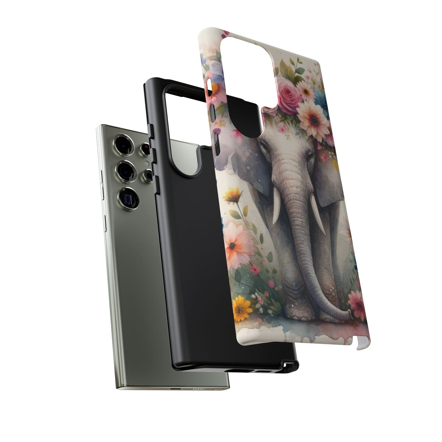 Watercolor Floral Elephant Mobile Cover – Dreamy Artistic Design