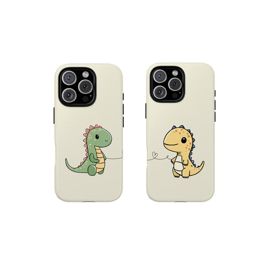 Cute Dino Couple Matching Phone Case – Love Connection for iPhone, Samsung & Google Pixel
