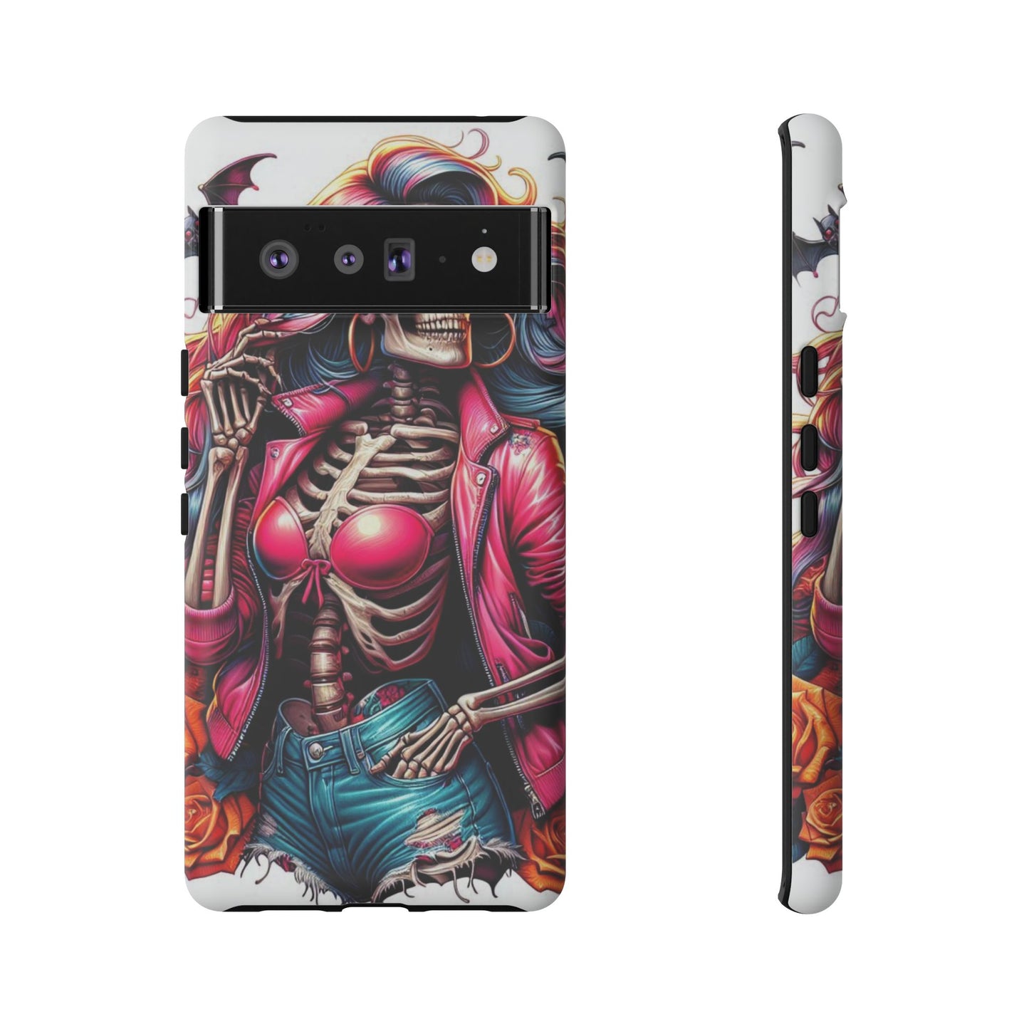 Neon Bones – Retro Skeleton & Vibrant Punk Aesthetic Mobile Cover