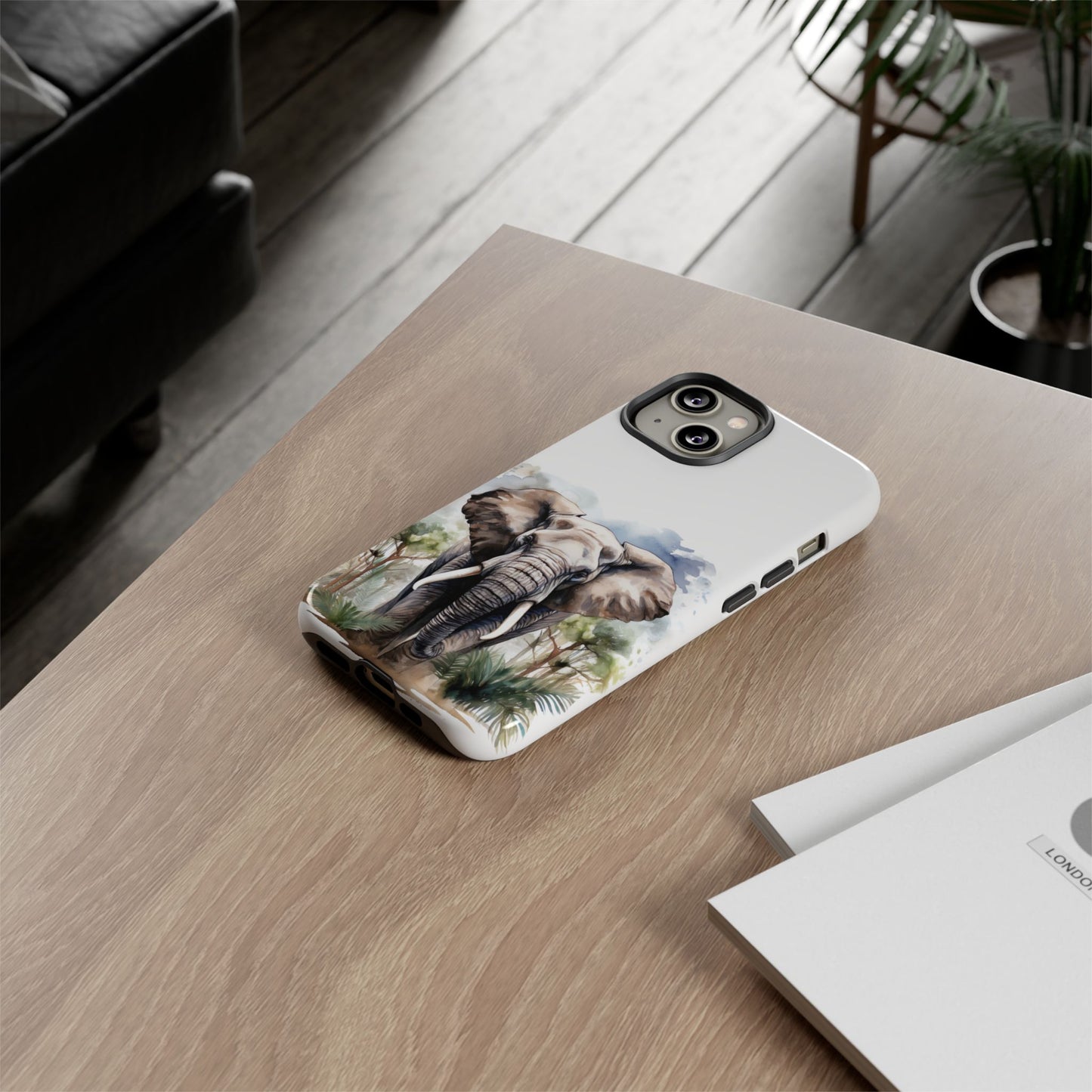 Majestic Watercolor Elephant Mobile Cover – Artistic Wildlife Design