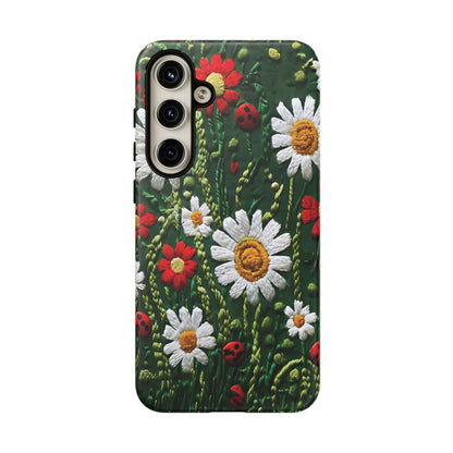 Knitted Pattern With Diamonds And Festive Motifs On Navy phone case design.