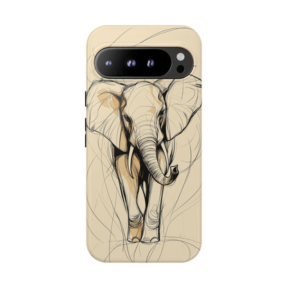 Majestic March: Dynamic Elephant Line Art  Phone Case for iPhone, Samsung & Pixel