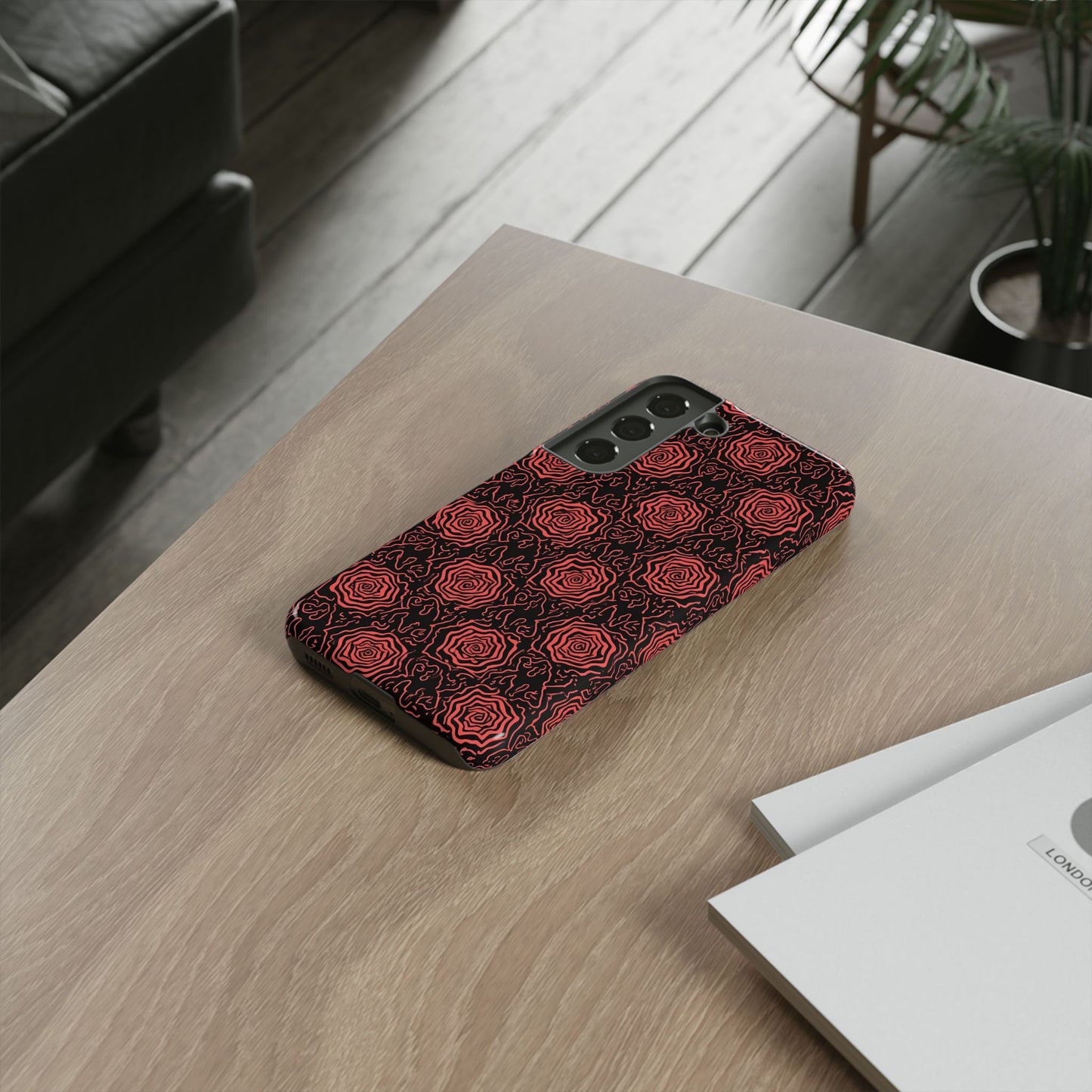 Red roses abstract geometric seamless pattern design