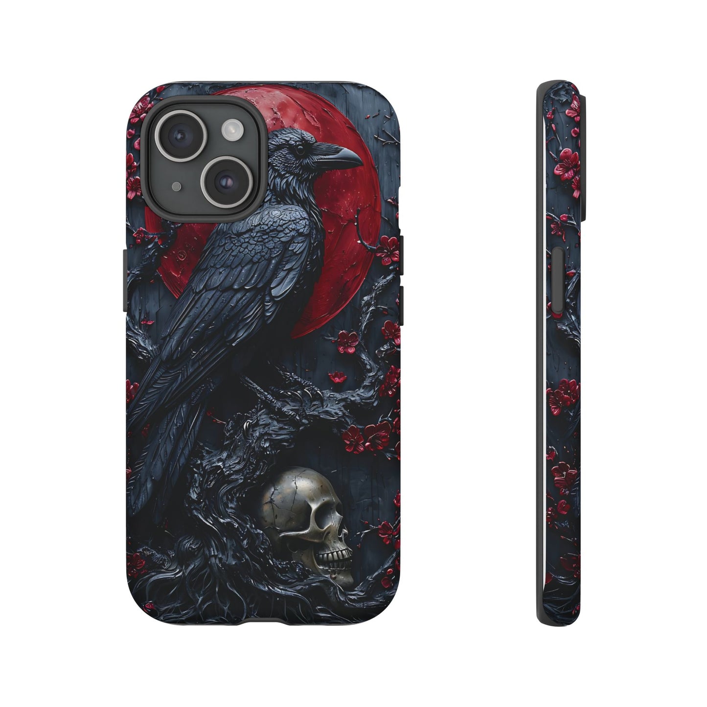 Gothic Sculpture Of Raven On Charcoal Tree Branch phone case design