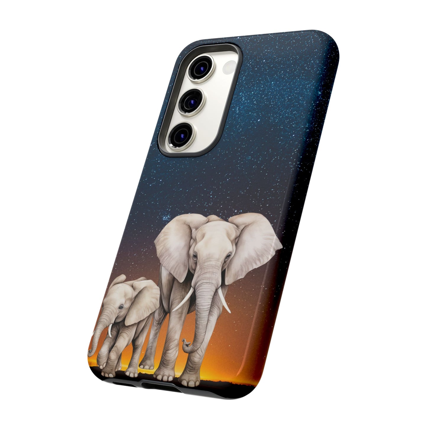 Starry Safari Elephant Family Mobile Cover – Cosmic Wildlife Aesthetic